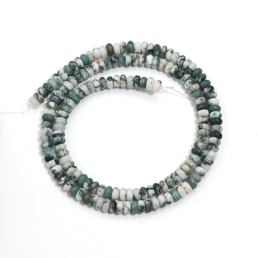 Natural Stone Beads 4 6 8mm Tree Pattern Abacus Flat Round Loose Spacer Beads For Jewelry Making DIY Bracelets Necklace Supplies