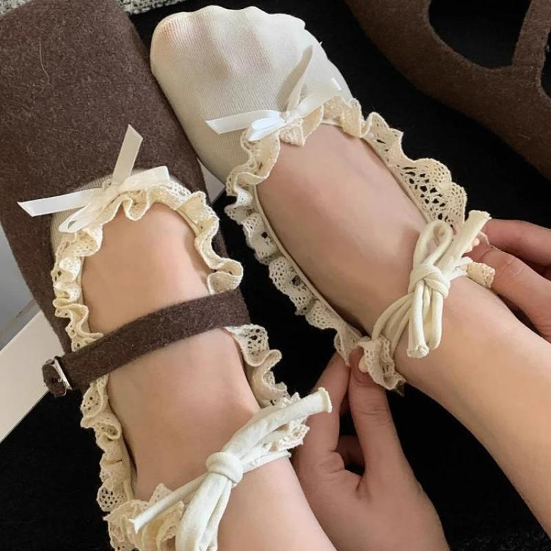 

2025 new Ballet Lace Tie Straps Boat Socks Bowknot Women Sexy Fishnet Slippers Japanese Style Girl Lolita Modern Lolita Socks білий