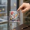 Rotating Whiskey Glass, Hand Painted Swivel Tumbler with 360-degree Spinning Base, Faux Crystal Liquor Glass Cup for Home Bar