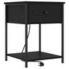 Nightstand Black Oak Effect 42 X 41 X 56 Cm Engineered Wood