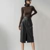 Mid-length Leather Skirt Half Skirt Women's Retro High-waisted Slit A-line Bag Hip Skirt