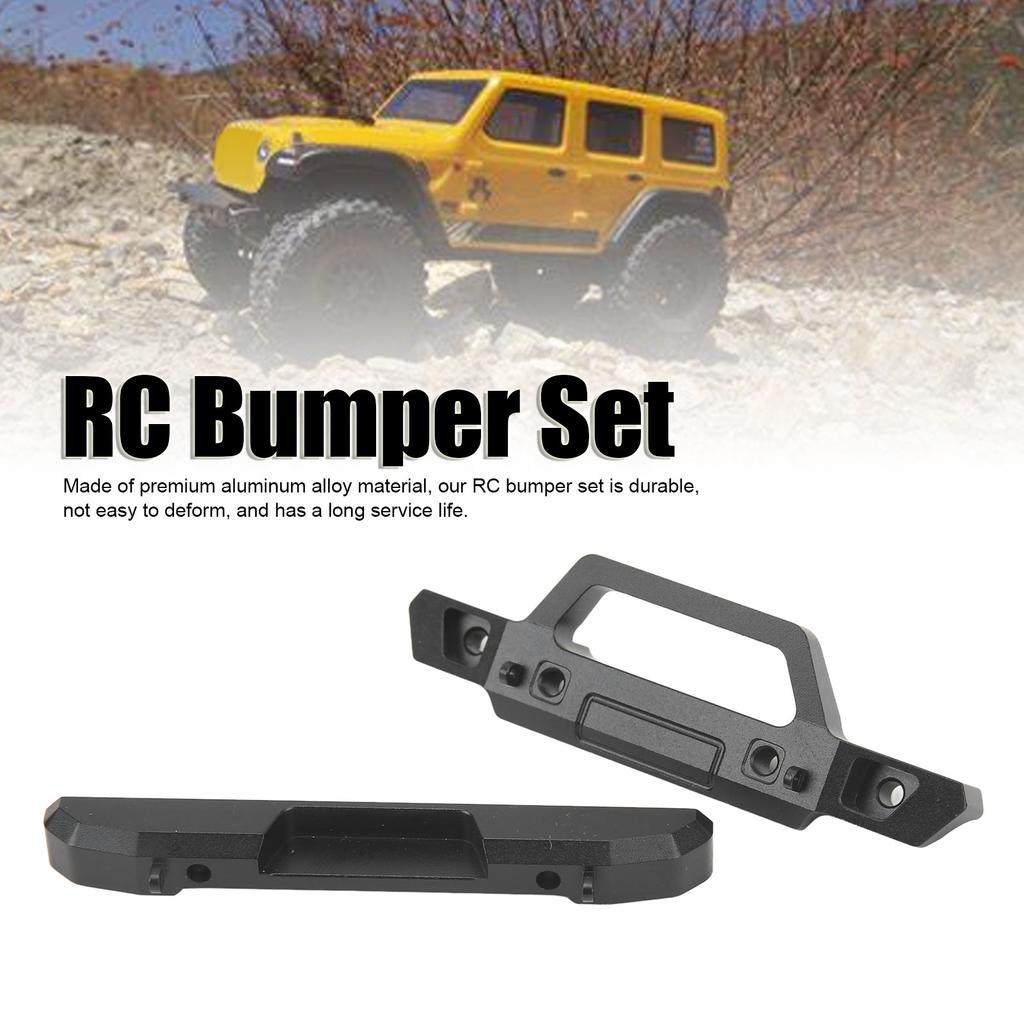 RC Front Rear Bumpers Aluminum Alloy Shock Resistant Easy Installation RC Bumper with LED Lights for 1/24 RC Cars