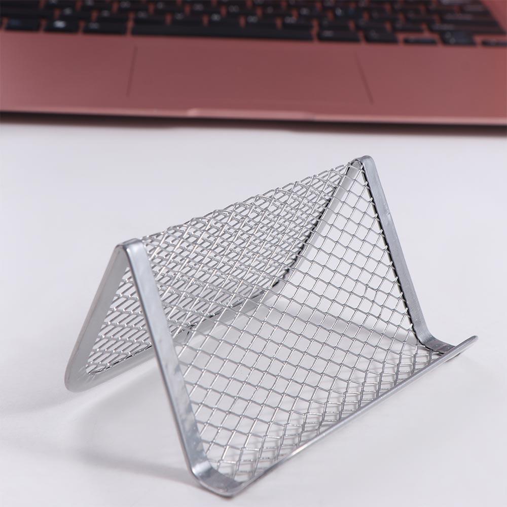 Portable Business Card Display Stand Metal Mesh Name Card Display Holder  Office Desk