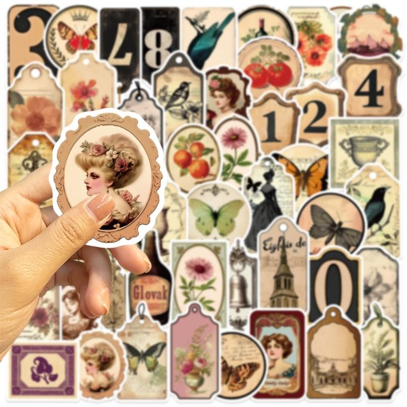 50Pcs Faded Cartoon Stickers Reusable Adhesive Decals Sheets Suitable For Notebook Phone Laptop Accessories Decorations