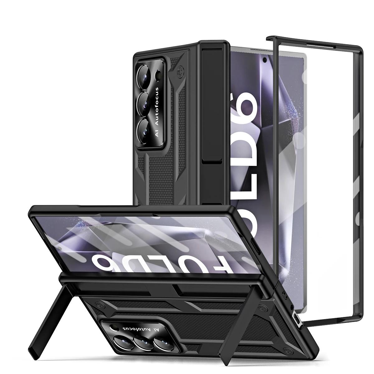 

Для Samsung Galaxy Z Fold 6 5 4 Case Шарнір Armor Протиударний гібридний міцний стенд Магнітний повний захисний скляна плівка Складна кришка For Galaxy Z Fold 4