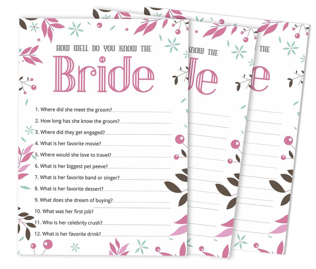 Inkdotpot KartenA Für Braut-Hochzeitsdusche Junggesellinnenabschied Großpackung Blanko Quadratisch Ausfüllen Geschenkideen