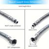 1 Pair 24-Inch Long Braided Stainless Steel Faucet Connector Hose, 3/8-Inch Female Compression Thread To M10 Male Connector