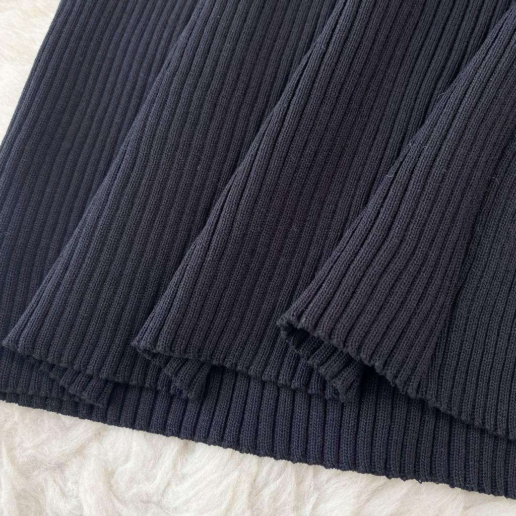 Frauen Chic Elegante Solide O Hals Langarm Rüschen Patchwork Bodycon Kleid Sexy Mode Stricken Elastische Dünne Hüfte Wrap Kleid