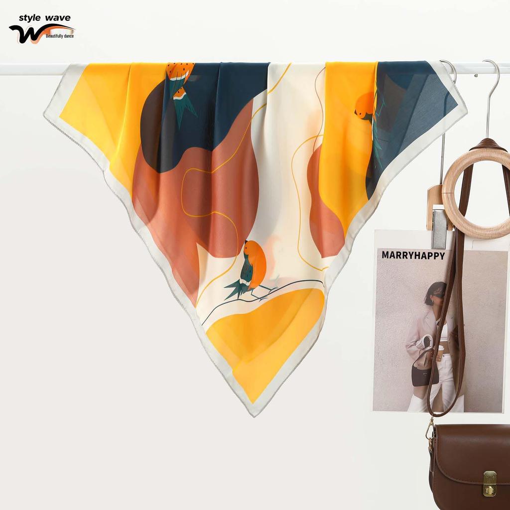 Klassischer Französischer Retro Hahnentritt Seidenschal - Hochwertige Nachbildung für Frühling/Sommer, Dekoratives Kleines Halstuch