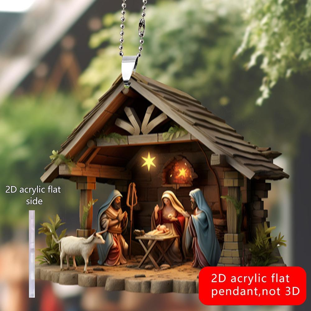 Family Prayer Scene Pendant Religious Symbol Nativity Pendant for Home Car 2025 G2G1