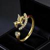 Luoxi Temple Jewelry S925 Sterling Silver Zodiac Horse Ring with Diamond Inlay