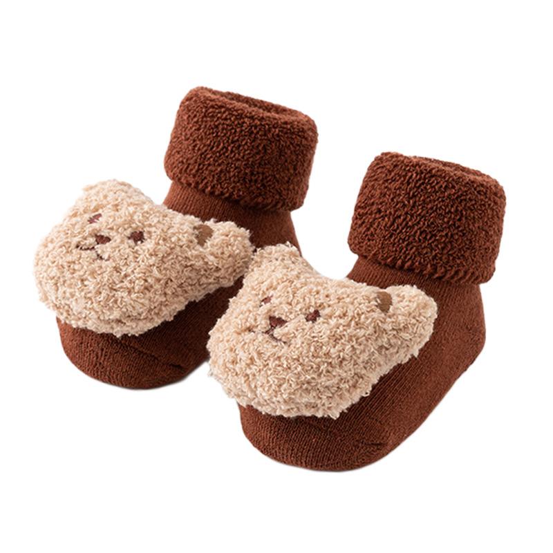 1Pair Middle Tube Socks Winter Cotton Cute Thick Boy Bear Baby Socks Girls Anti Slip Soled Toddler Floor Socks Soft