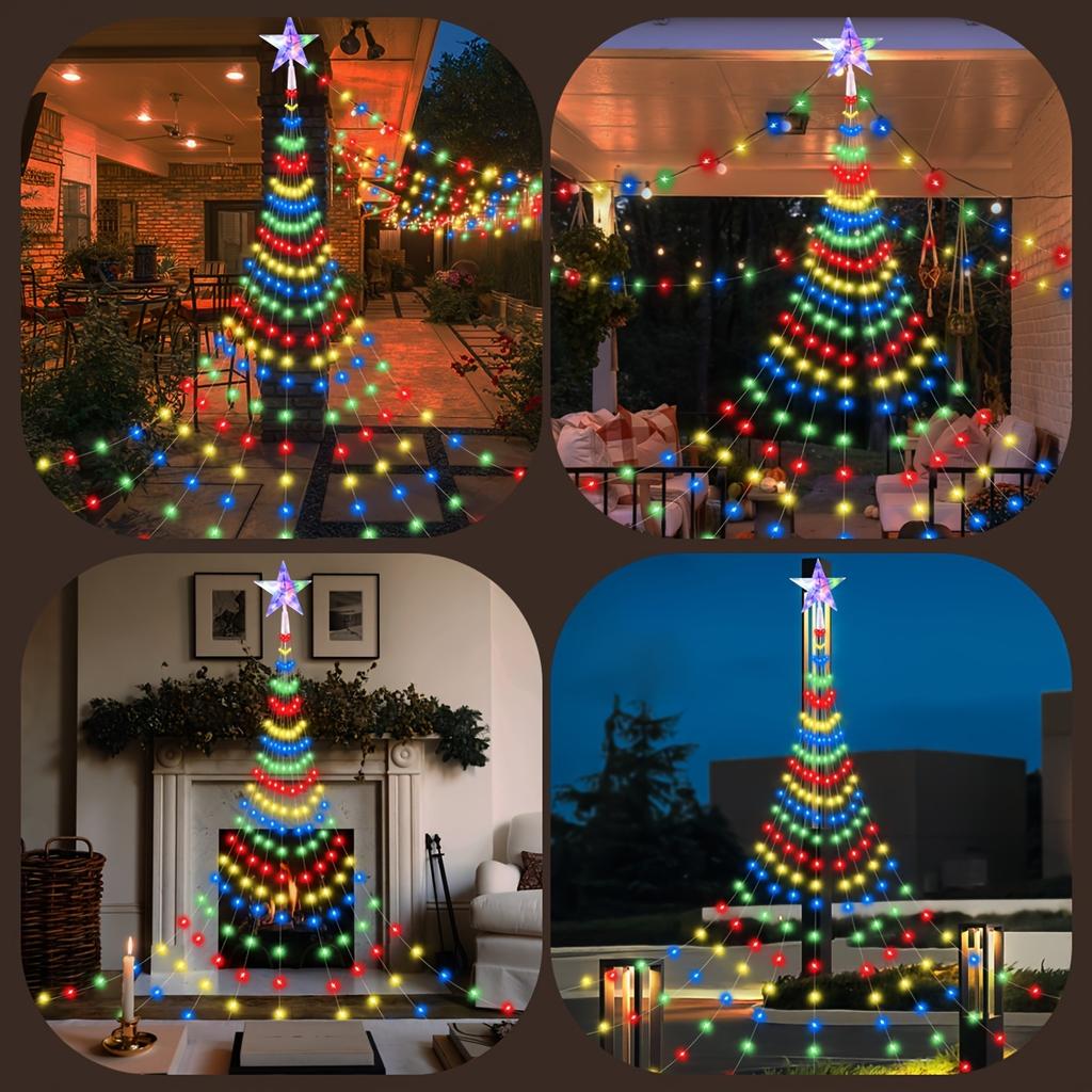 1 X USB Powered Christmas Star String Light - 200 LEDs, 8 Patterns Colorful Fairy Lights with Remote Control, Non-Rechargeable Button Battery Included
