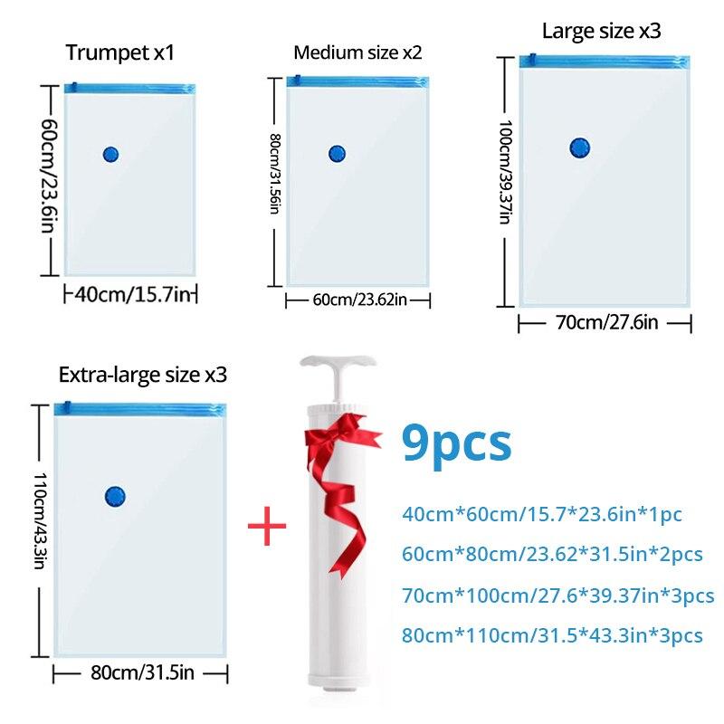 1Set Vacuum Compression Bag With Hand Pump For Clothing Sorting Bedding Space Saving Sealed Bag Combination Wardrobe Organizer