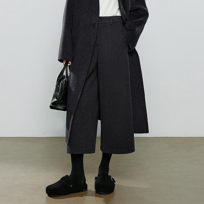 Chuyu Women's Retro Wool Blend Wide-Leg Cropped Pants