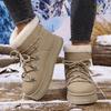 Winter Comfortable Thick Soled Non Slip Women'S Boots Fashionable New Round Toe Suede Sexy Lace Up Buckle Casual Snow Boots