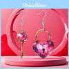 Shaped Heart Sweet Lock And Key Design Acrylic Women Pink Jewelry Earrings