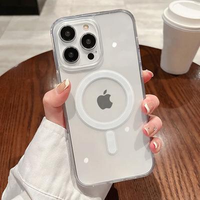 Luxuriöse kabellose Ladehülle mit Magsafe-Technologie für iPhone 11 12 13 14 15 Pro Max Plus Mini, stoßfeste transparente magnetische Rückseite