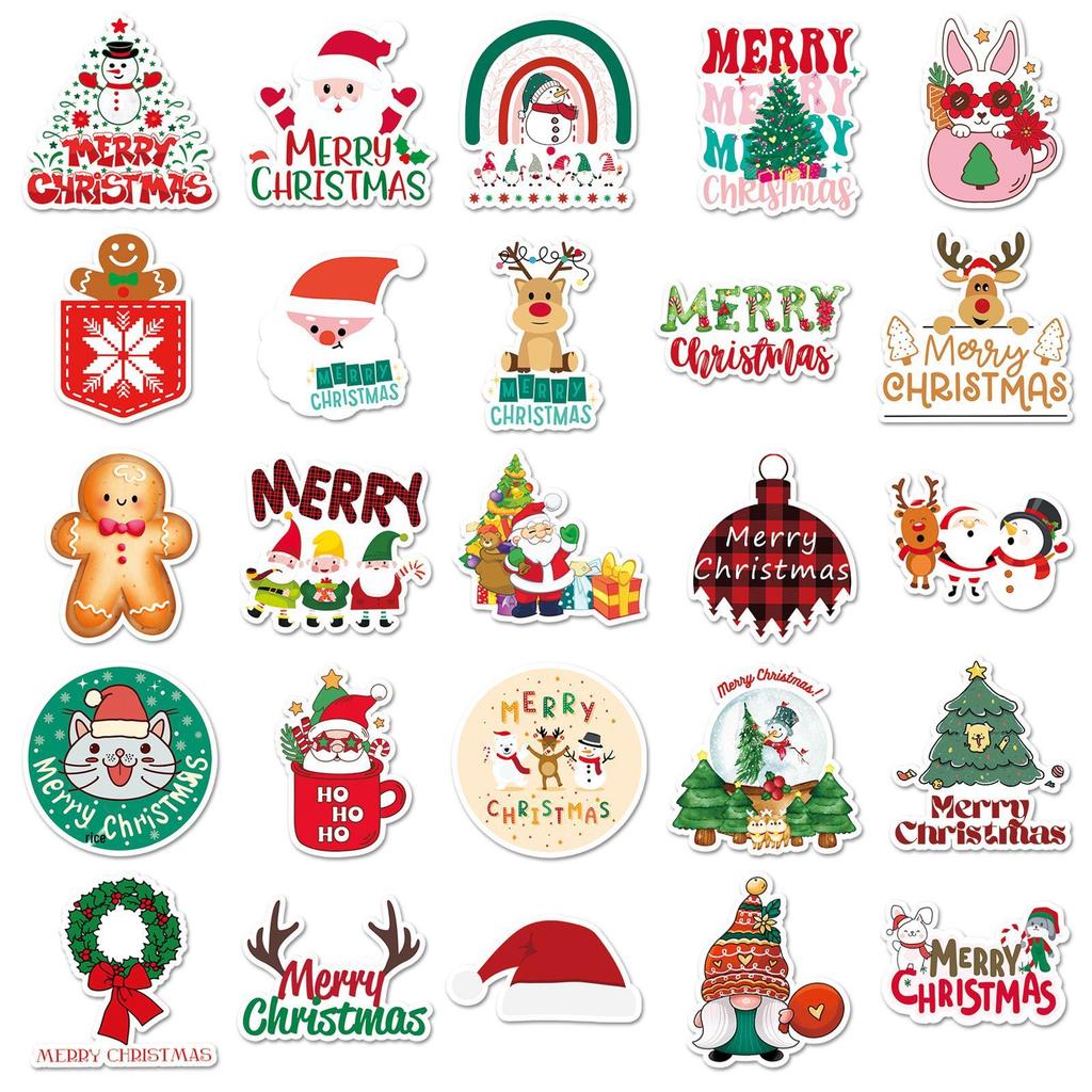 100 Christmas Cartoon Stickers for Journals & Decorations
