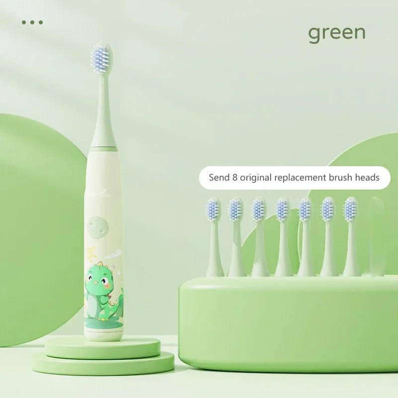 Spazzolino elettrico sonico per bambini IPX7 impermeabile, colorato, con cartoni animati, per uso da parte dei bambini, setole morbide sostituibili con testine per spazzolino da denti