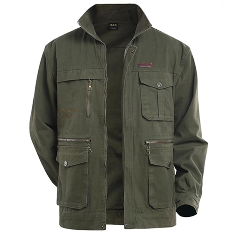 

Durable Long Sleeve Work Shirts Men Multiple Pockets Breathable COTTON Casual Single Breasted Army Tactical Wear-resistant Tops XXXL зелений