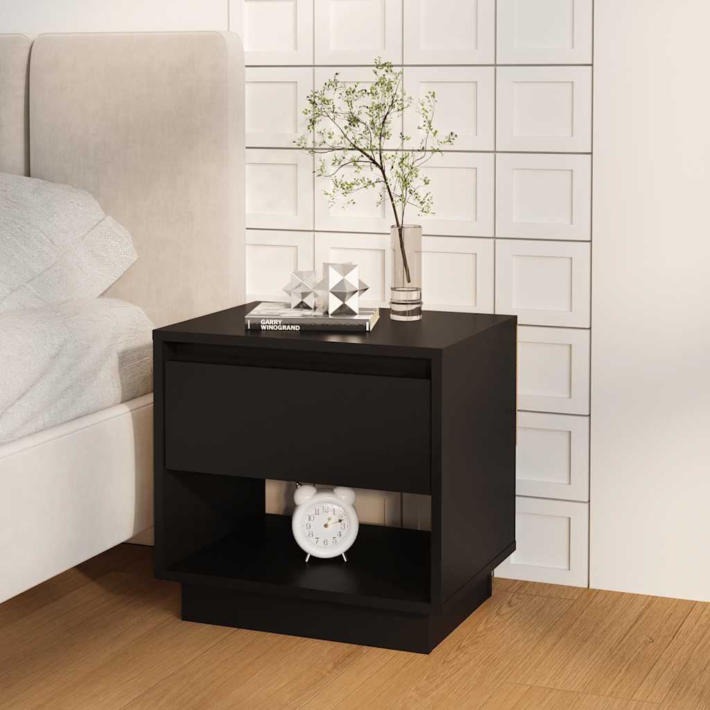 Nightstand Black 45 X 34 X 44 Cm Particleboard