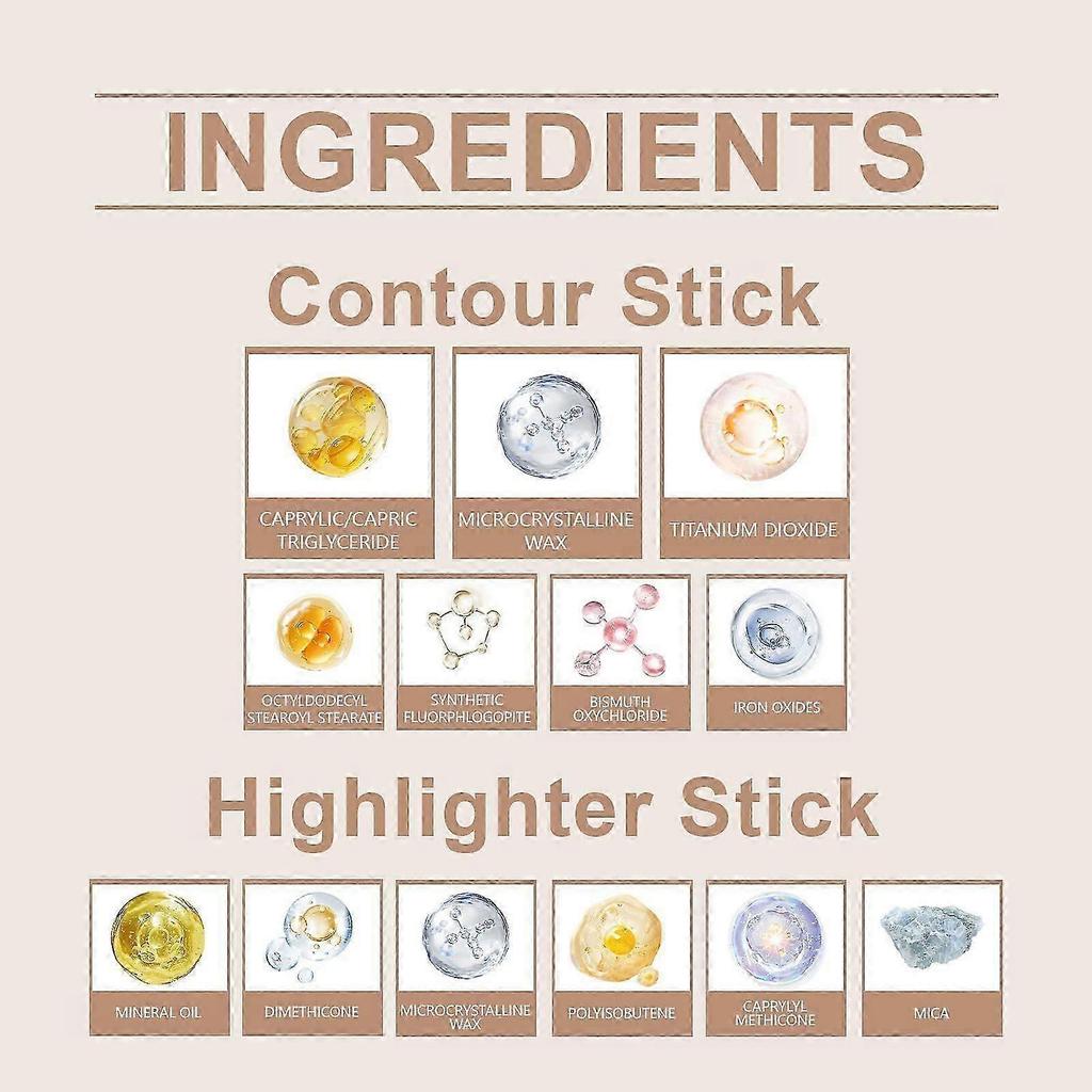 2-in-1 Cream Highlighter & Contour Stick - Natural Light Bronze for Flawless Face Sculpting, Easy Blend, Dual-Ended Makeup Tool for All Skin Tones