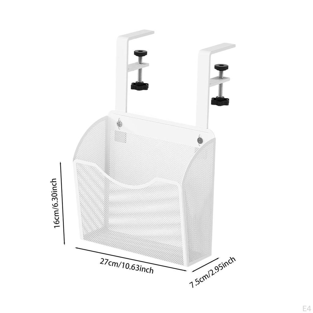 Clamp on Desk Storage Holder, Iron Rack for Side Organization in School and Home