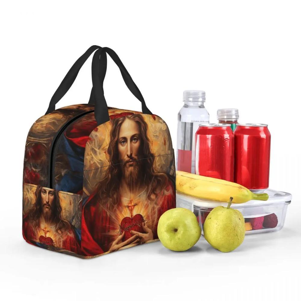 Custom Sacred Heart Of Jesus Lunch Bag Women Thermal Cooler Insulated Lunch Box for Kids School Children