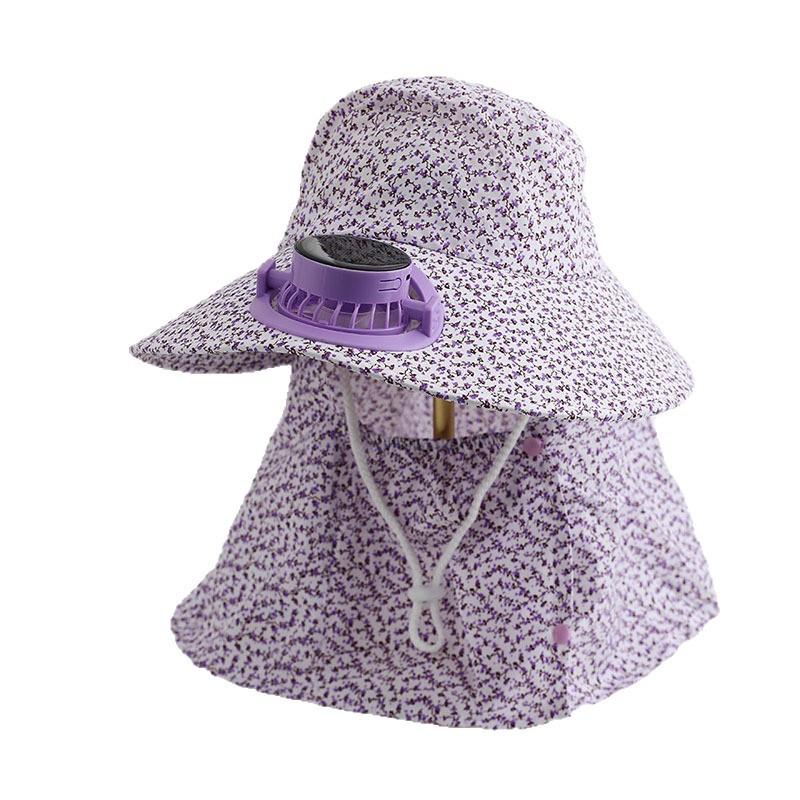 Summer solar charging fan sunscreen sun hat riding electric car women's tea picking hat face hat big eaves sun hat