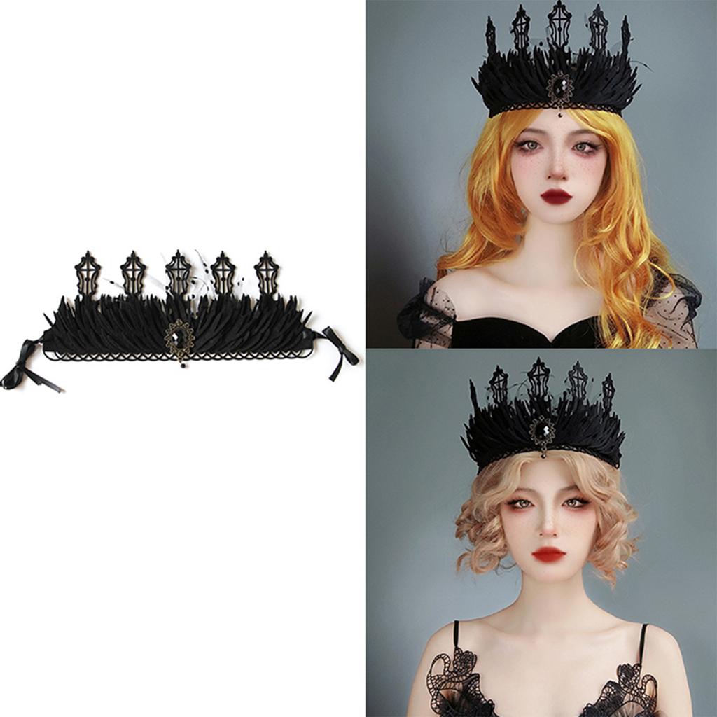 Goth Headband Witch Crown Headpiece Goth Crown Black Queen Crown Gothic Crown Black Queen Tiaras baroque Crown