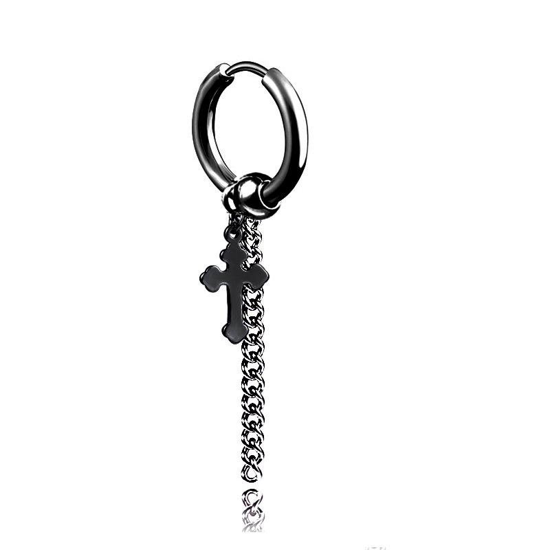 Baosalina Titanium Steel Earrings: Trendy Long Tassel Chain Earrings for Men and Women.