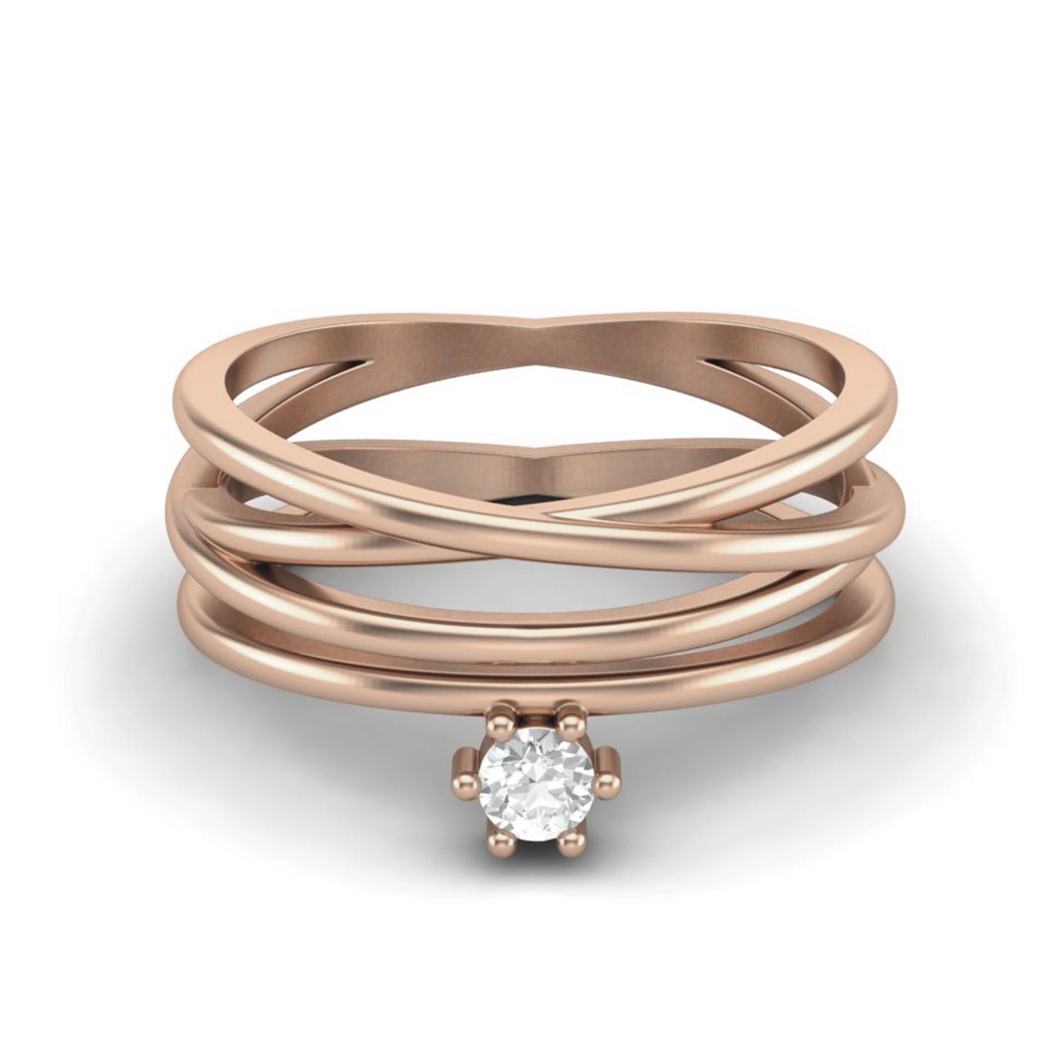 3mm Round Moissanite 925 Sterling Silver Rose Vermeil Twisted Women Wedding Ring