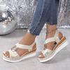 New Sandals Women's Metal Buckle Hemp Rope Wedge Platform Fish Mouth Sandals Women's Plus Size