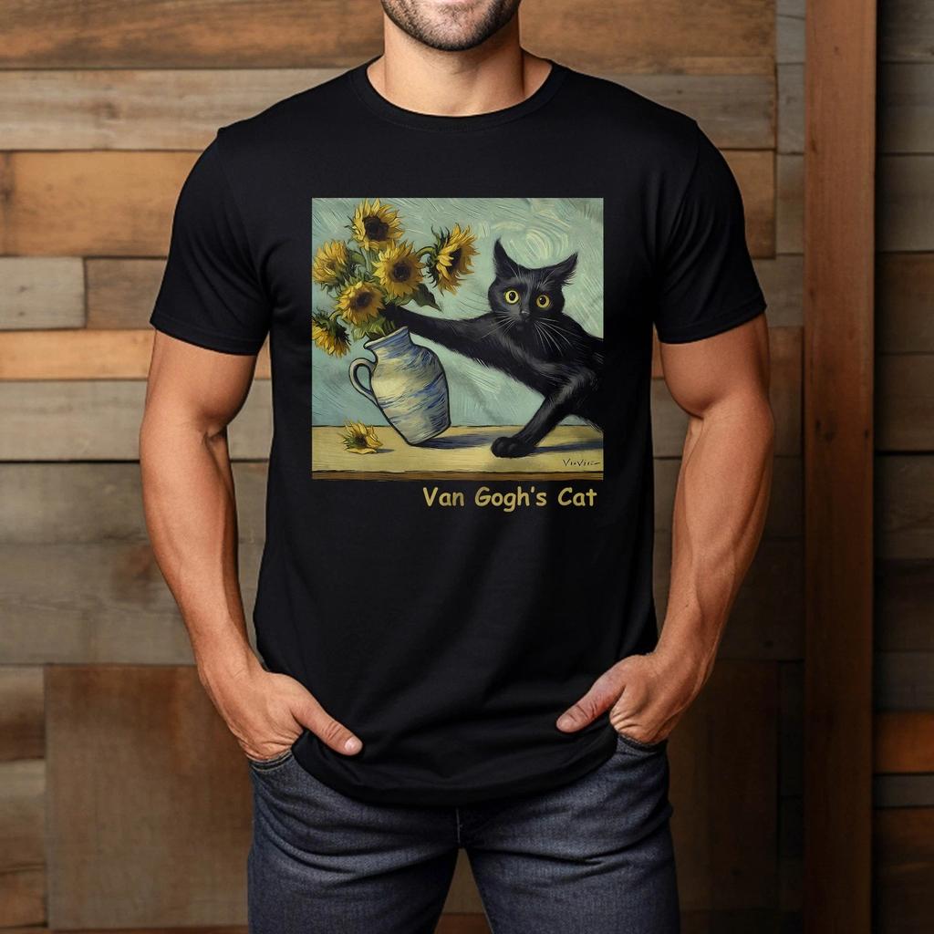 Van Gogh'S Cat Funny Graphic T-Shirt