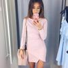 Elegant Women Slim Long Sleeve Mini Dress Bodycon Cocktail Dress Evening Party