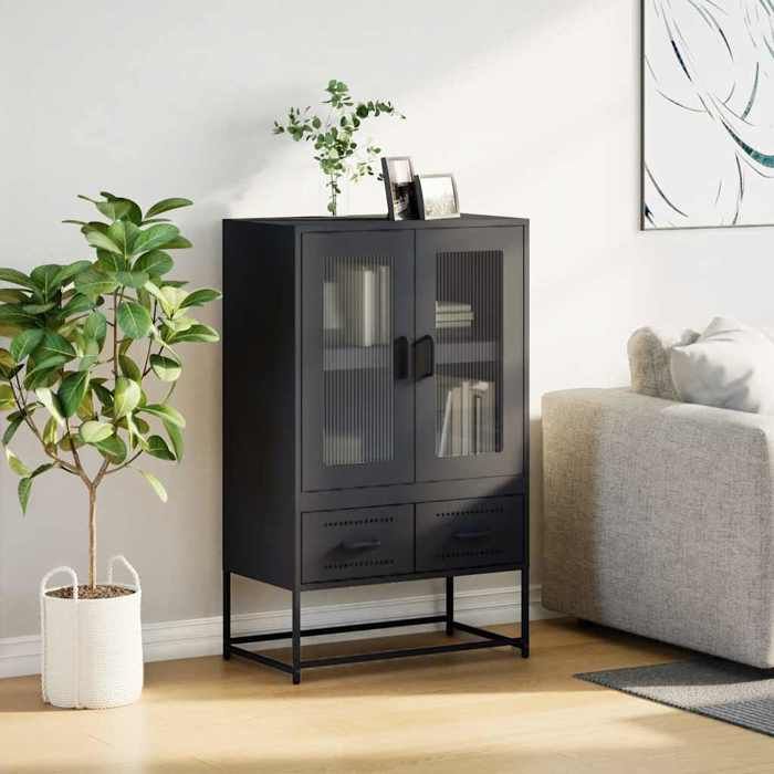 VidaXL Highboard Black 68x39x111.5 Cm Steel, Cabinet, Storage Cabinet, Highboard, Sideboard, Tall Cabinet, 853362