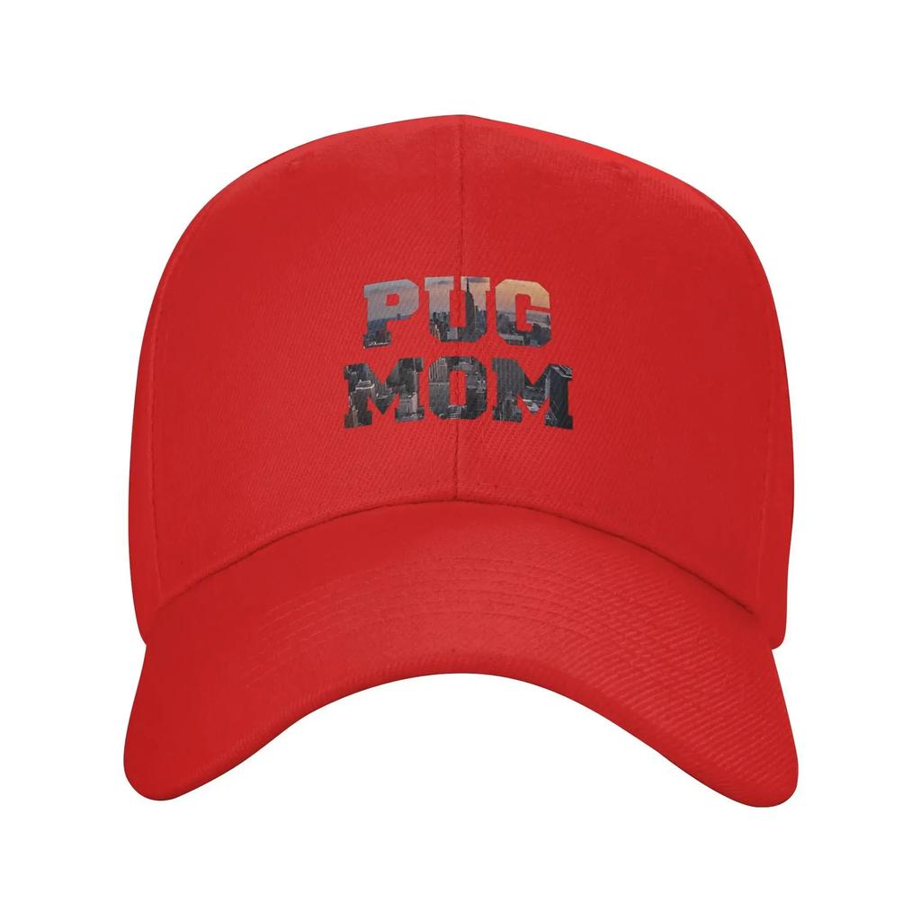 Pug Mom City Design Sun Baseball Cap Summer y2k Funny Trucker Hat For Unisex-Teens Kpop Rock Hats