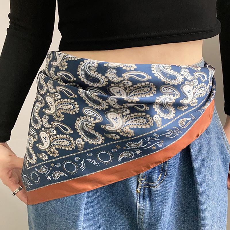 New Square Scarf Women Luxury Paisley Print Soft Satin Hairband Hands Bag Ribbon Foulard Hijab Neckerchief Headband