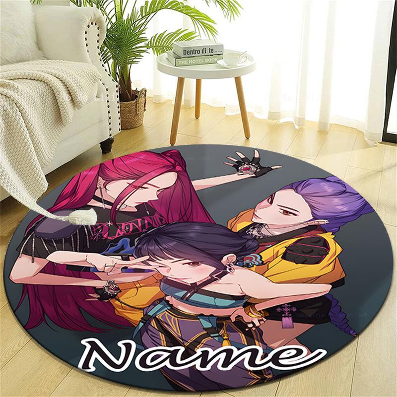Personalized K-KPop Demon Hunters Round Chair Office Rug - Perfect for Mat, Office Chair & More - Ideal Gift for Birthdays and Holidays