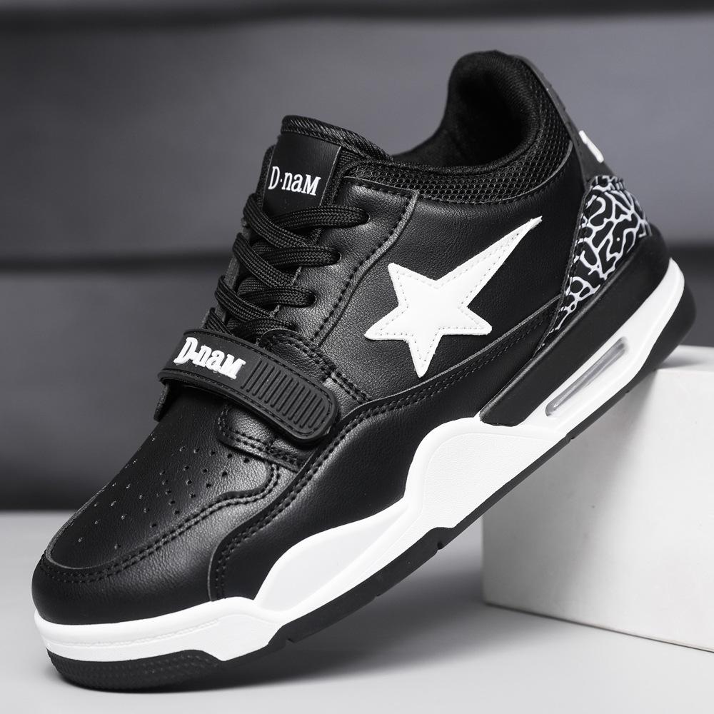 

Large size shoes men s shoes new low-top white and black contrasting colors air cushion rebound versatile basketball shoes sports board shoes men 39 чёрный