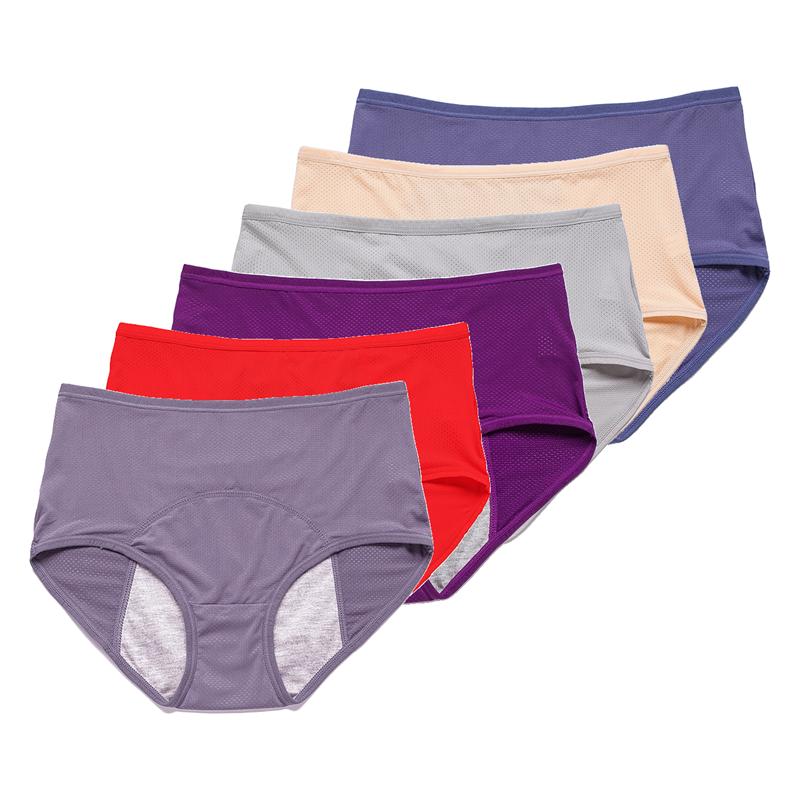 6 vnt. Mergaičių menstruaciniai kelnaitės Moteriški fiziologiniai apatiniai Moteriškos pralaidžios periodui kelnaitės Apatiniai drabužiai