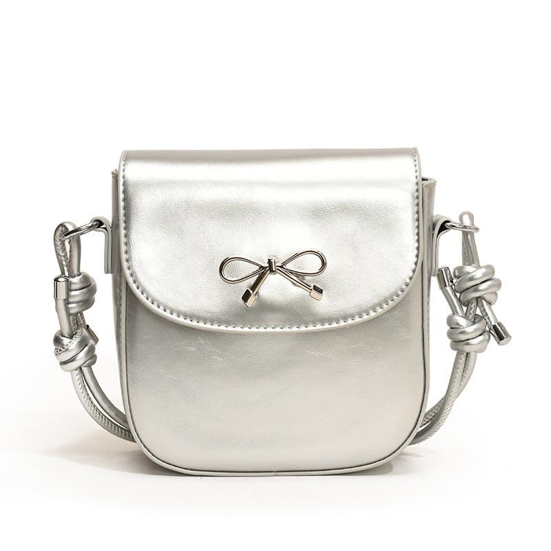 Trendy Korean Style Butterfly Bow Small Shoulder Bag For Women 2024 Summer Edition Medium Size Black White Silver Red