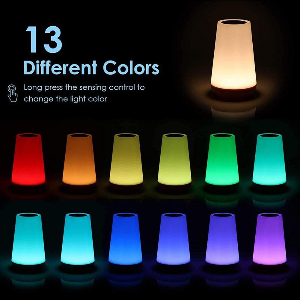 Touch Night Lamp LED Lamp Touch Control Switch USB Rechargeable 13 Colors Lights Bedroom Portable Table Bedside Night Lamp