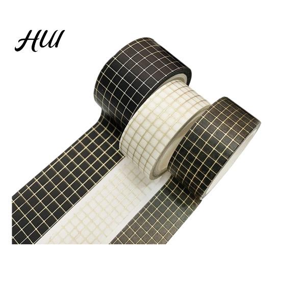 Golden Foil Washi Tape 3 Rolls Tape, Retro Plaid Leaf Pattern Decorative Journal Masking Adhesive for DIY Crafts, Journal, Planner, Scrapbooking