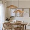 Japanese Retro Rattan Lamp Restaurant Chandelier Coffee Shop Restaurant Loft Home Decor Hanging Rattan Straw Hat Pendant Light