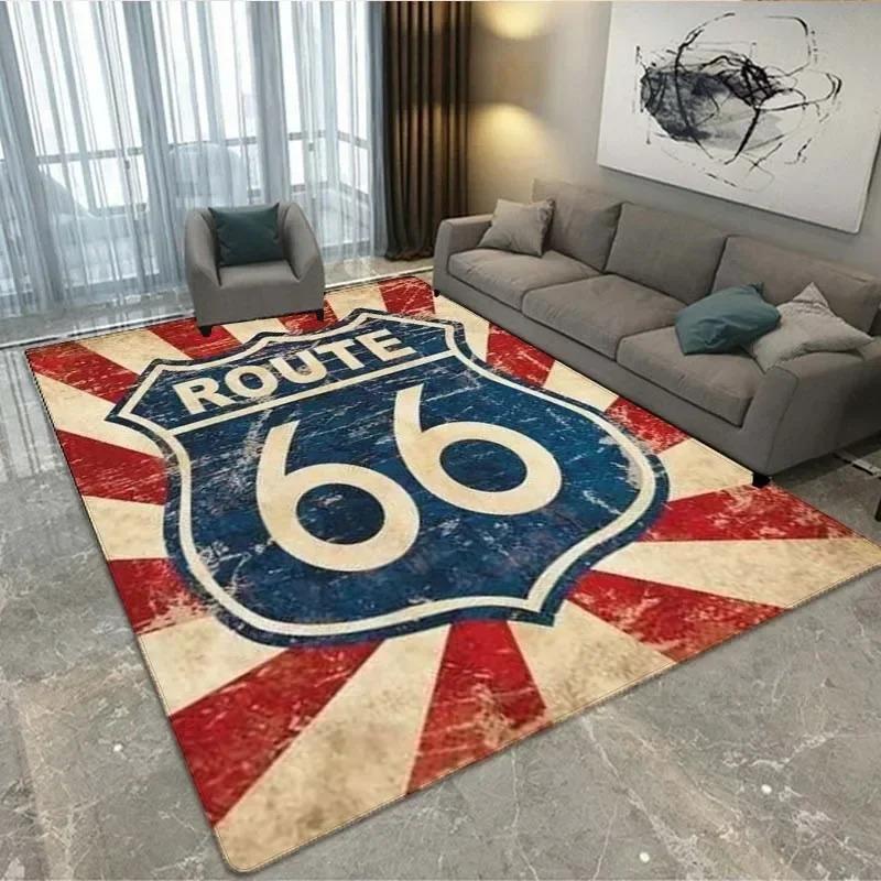 Historic Route 66 Mother Road Mãe Estrada Area Rug Carpet Rug for Home Living Room Bedroom Sofa Doormat Decor Non-slip Floor Mat