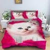 Lovely Cat Queen King Size Bedding Set Microfiber Polyester 3D Print Duvet Cover Set Girls Adults Comforter Cover Cute Animals