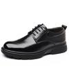 Low-top black leather shoes men's autumn retro round head dress business men's shoes young men's leather shoes