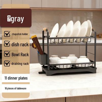 Estante de Secado de Platos de Hierro de Doble Capa Abay para Cocina